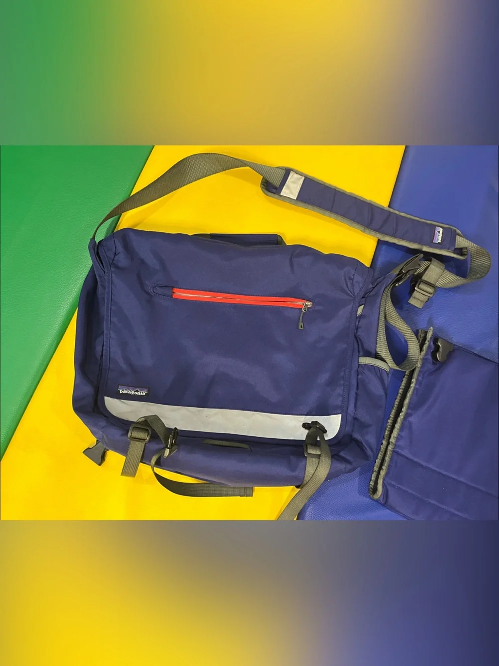 Patagonia Navy Messenger Bag with Red Accent - computer laptop